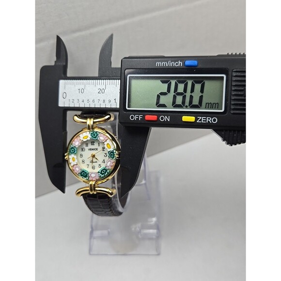 Venice Murano Millefiori Glass Border Womens Quartz Watch Leather New Battery - Picture 5 of 12